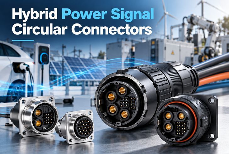 नवीनतम कंपनी ब्लॉग के बारे में हाइब्रिड पावर सिग्नल सर्कुलर कनेक्टर्स: पावर और सिग्नल दोनों लाइनों के लिए एक कनेक्टर